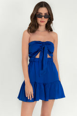 Vestido strapless de escote corazón con nudo